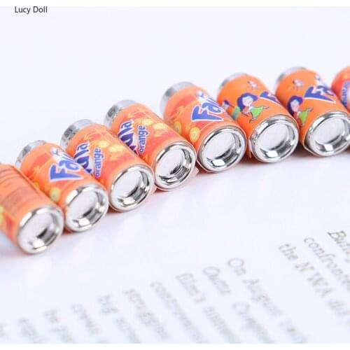 6Pcs Mini Metal Can Juice Beverage Model DIY House Miniature Supermarket Food For 1/12 DIY House Decals