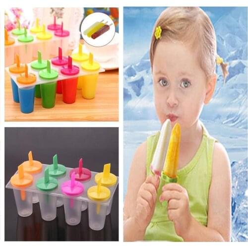 8 Cell Plastic Candy Color Ice Mold Home Diy Frozen Molds Lolly Sticker Juice Popsicle Ice Stickers Mould Freezer Maker