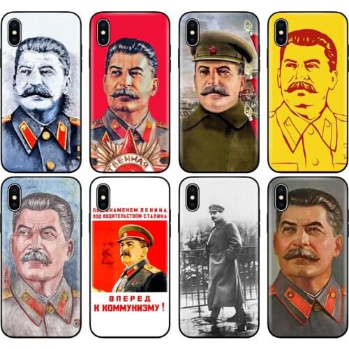 Black tpu case for iphone 5 5s se 6 6s 7 8 plus x 10 silicone cover for iphone XR XS 11 pro MAX case joseph Stalin Soviet Union