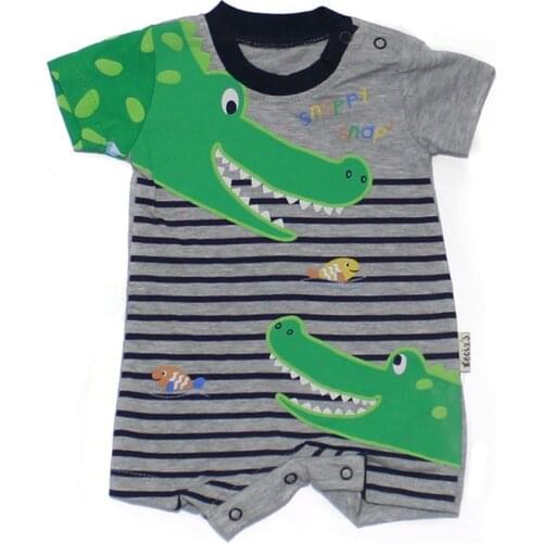Crocodile Pattern Short-Sleeved Baby Jumpsuit