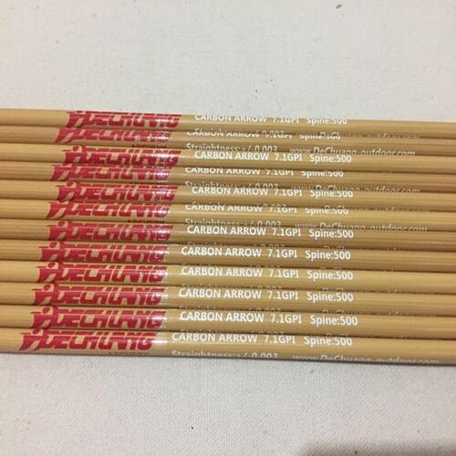 12pcs Archery pure carbon arrow shaft bamboo skin arrow shaft spine500 ID6.2 for traditional bow hunting shoot
