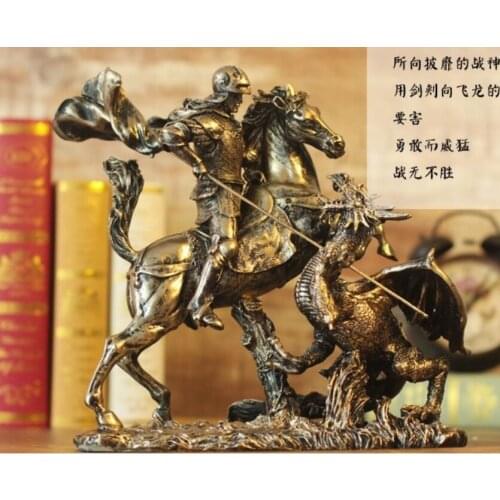 Ancient Greek knights Dragon armor model Roman warriors fought dragons high-grade decoration products figure Sculpture statue