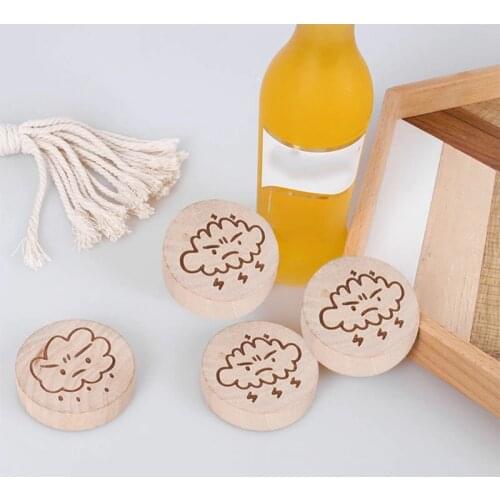 HGHO 10 PCS Wooden Round Shape Bottle Opener Coaster Fridge Magnet Decoration Beer Bottle Opener