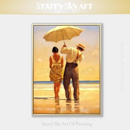Skilled Artist Hand-painted High Quality Impressionist Landscape Man and Woman in Beach Oil Painting Pop Fine Art Oil Painting
