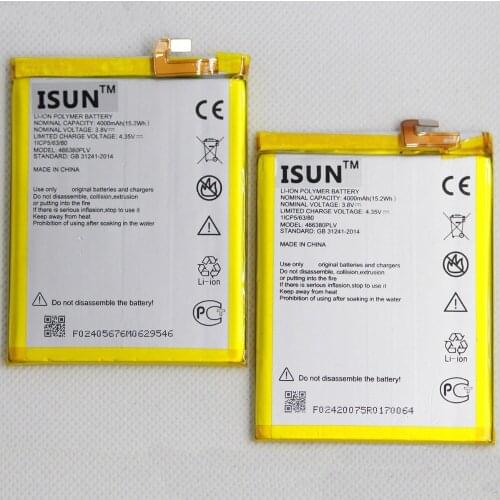 ISUNOO 10pcs/lot Mobile Phone battery 466380PLV For ZTE Blade A610 A610C A610T BA610C BA610T 466380PLV 4000mAh Phone battery