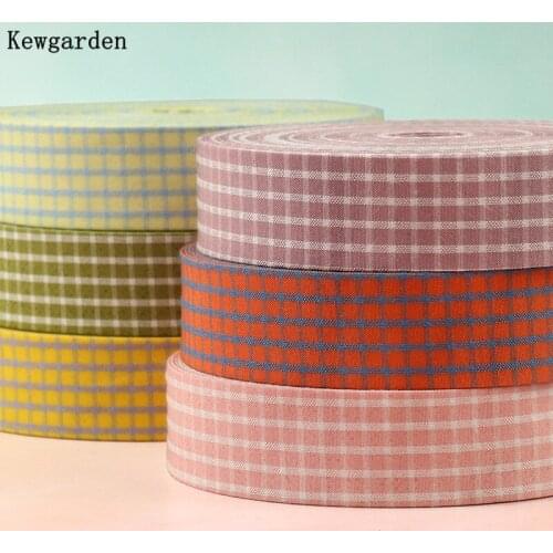 Kewgarden 1.5" 1" 38mm 25mm 10mm Plaid Fabric Layering Cloth Ribbon Handmade Tape DIY Hair Bowknot Accessories 10 Meters