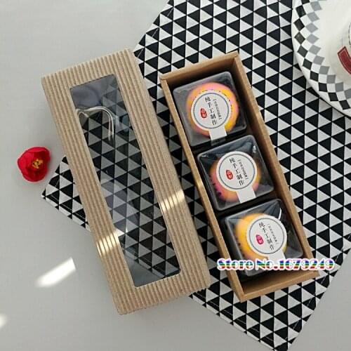 Brown paper box with Transparent open window,Gift Favor Boxes,Party Candy Box,Mini Single Cake Boxes Packaging100pcs/lot
