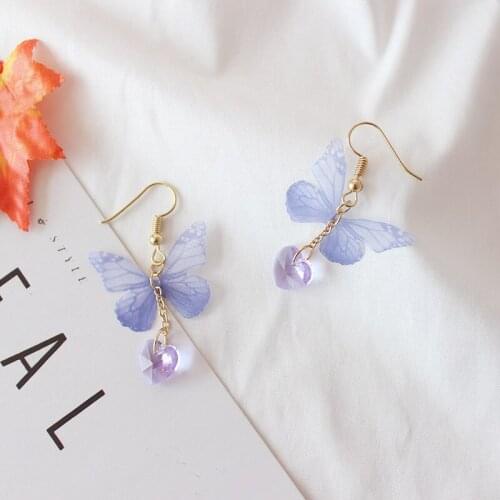 Fashion Personality Lovely Purple Butterfly Stud Earrings Cute Enamel Beautiful Earrings For Women Trendy Alloy Jewelry Accessor