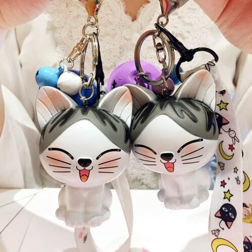 Fashion Cute Cartoon Cat Pendant Key Rings Lovely Cat Anime Key Chain Car Bag Keychains Creative Car Bag Gift