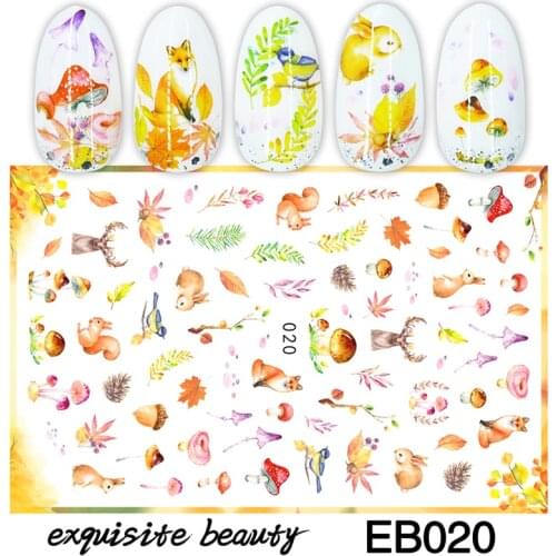 Nails stickers decal decoration Maple Leaf Squirrel Acorn nail decoration DIY Creative Designs Watermark Decals Tool