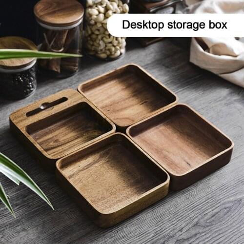 Desktop Storage Box Wooden Snack Storage Box Phone Holder Debris Organizer Makeup Storage Container Desktop Decoration