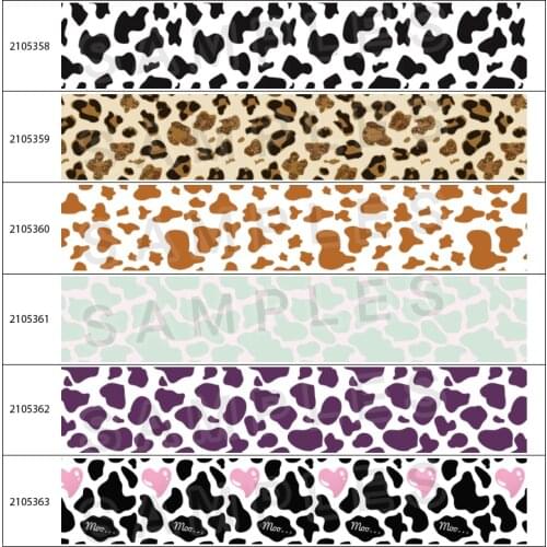 New 10yadrs Camouflage & Cow Spots Pattern Printed Grosgrain / Satin Ribbons
