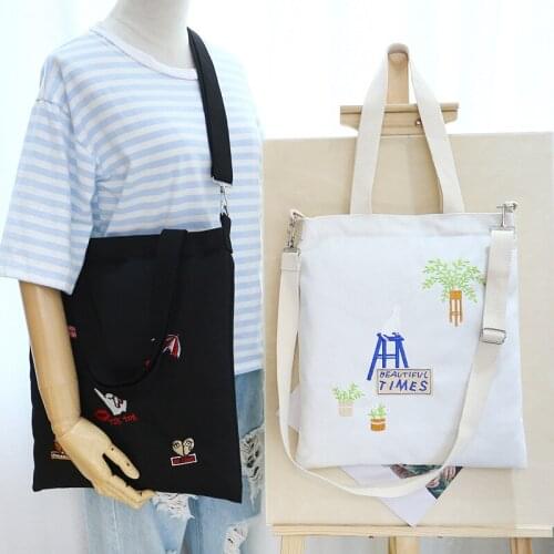PURFAY Pure color Canvas Women Shoulder Bag printing Cotton Tote Shopper Bag Eco Reusable Shopping Bag Handbag Cloth Messenger