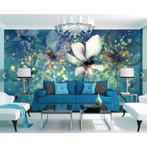 Custom 3D murals,Transparent beautiful dream flower under the blue glare papel de parede, living room sofa TV bedroom wallpaper