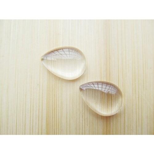 30pcs 13mmx18mm raindrop clear/ transparent glass cabochons,pendants domed for photos, cabochons art