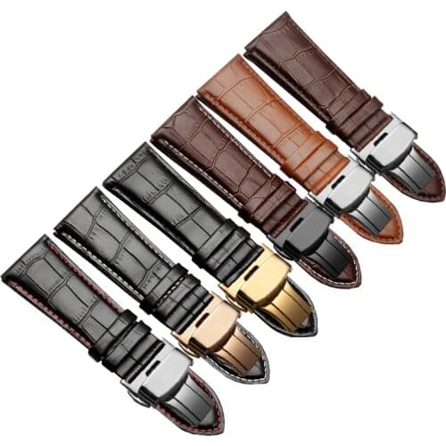 Genuine leather strap 24mm 26mm 28mm 30mm black brown bracelet hand-made and large-size cowhide watch chain mens universal