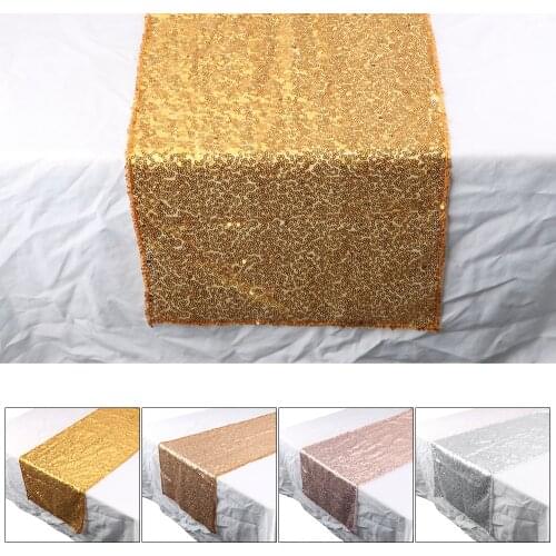 Home Decoration Table Runners Table Cloth Silver/ Gold Sequin Table Runner for Party Weddings Decoration 30x180cm/30x275cm