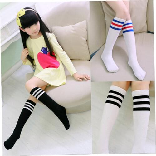 Spring Kids Knee High Sport Socks School Students Girls Boys Football Stripes Cotton Socks Skate Children Baby Dance Long Socks