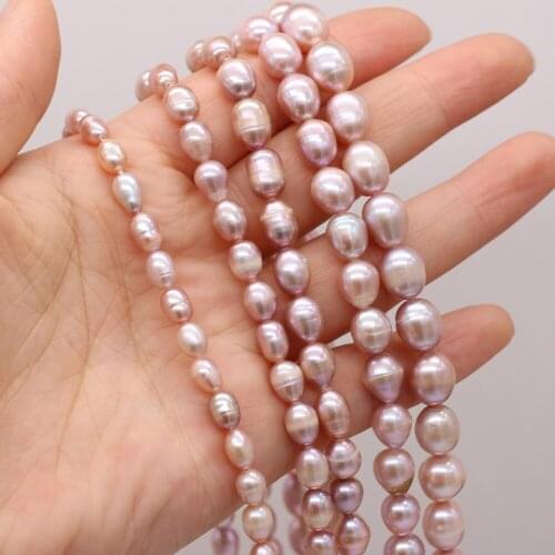 High Quality 100% AA Natural Freshwater Pearl Rice Shape Purple Beads for Jewelry Making Bracelet Necklace Accessories Gift