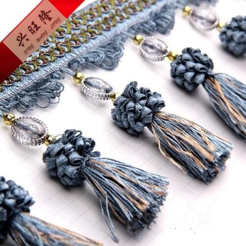 XWL 12M/Lot Curtain Lace Accessories Crystal Beads Tassel Fringes Trim Ribbons DIY Drapery Sofa Cloth Sewing Home Textile Decor