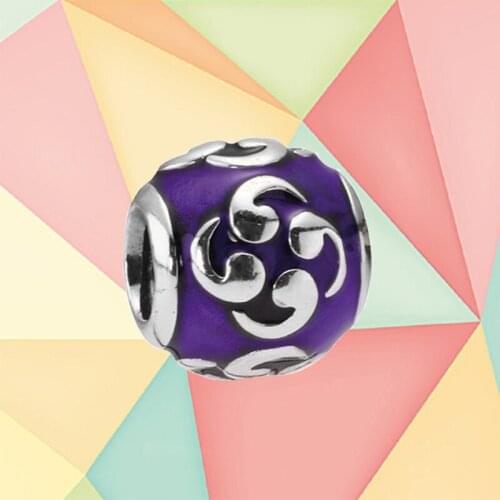 Kakany High Quality 100% 925 Sterling Silver Charm Purple Enamel Pendant, Suitable for Girls Original Diy Bracelet Jewelry