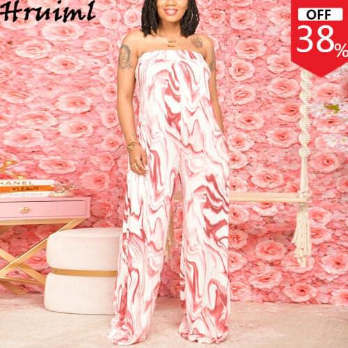 Wholesale Playsuit Women Summer 2021 Off The Shoulder Sexy Print Elegant Summer Romper Loose Fashion Streetwear Ladies Jumpsuits