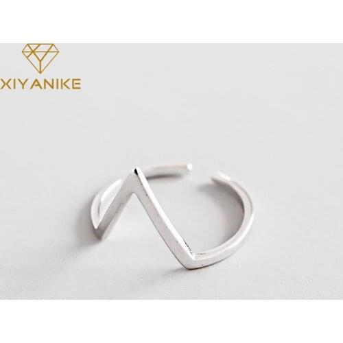XIYANIKE 925 Sterling Silver V-shaped Creative Simple Opening Ring For Women Party Triangle Geometry Fashion Jewelry Accessories