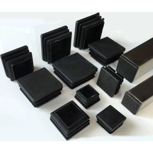 10pcs Square Black Plastic Blanking End Cap Tube Pipe Insert Plug Bung Chair Table Feet Cap 10x10~100x100mm