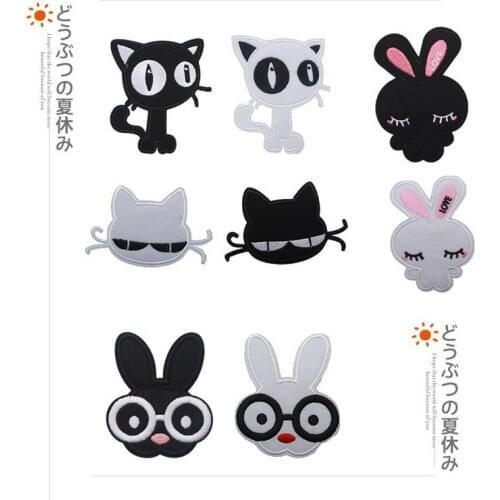 100pcs/lot Embroidery Patch Cute Kitten Bunny Animal Clothing Decoration Sewing Accessory Craft Diy Iron Heat Transfer Applique