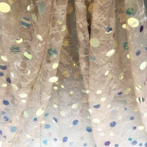 GLace 1Y/Lot Soft Lace Sequins Fabric Embrodiery Lace Fabric for Dress Children Cloth Accessories DIY Material TX861
