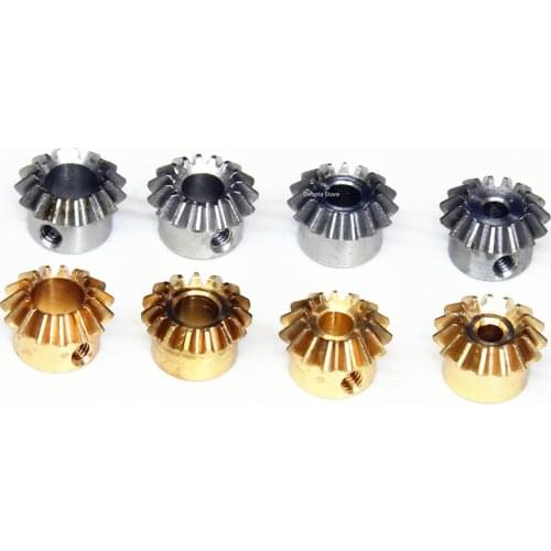 2PCS 1:1 Bevel gear 0.8M 15T 3 4 5 6 mm 6.35mm Bore hole diameter M3 jackscrew Brass bevel gear