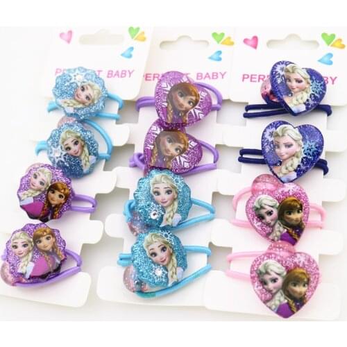 4pcs Disney cartoon Frozen children hair rope girl birthday gift headwear Elsa doll accessories head circle cosmetic rubber band