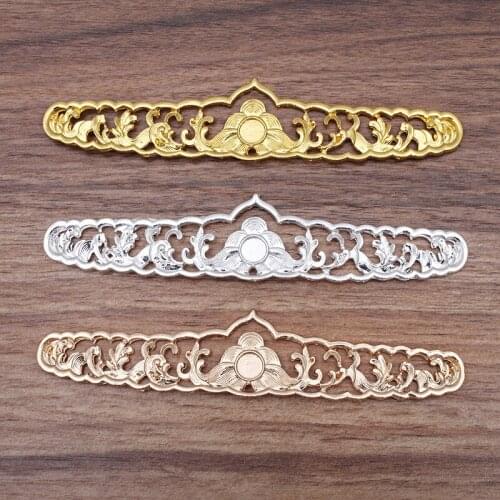 5 Pieces 140*28mm Metal Flower Charm Bride Tiaras Making Materials Diy Jewelry Settings