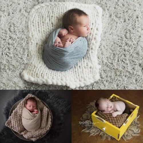 5pcs/Lot 45x40cm Handwoven Acrylic Blanket Basket Filler Newborn Baby Photography Accessories Infant Photo Shooting Prop