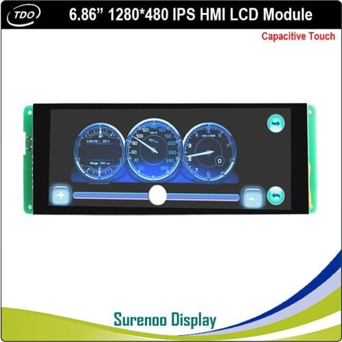 6.86" inch 1280*480 HMI Smart Intelligent IPS TFT LCD Module Display Screen w/ Capacitive Touch Panel