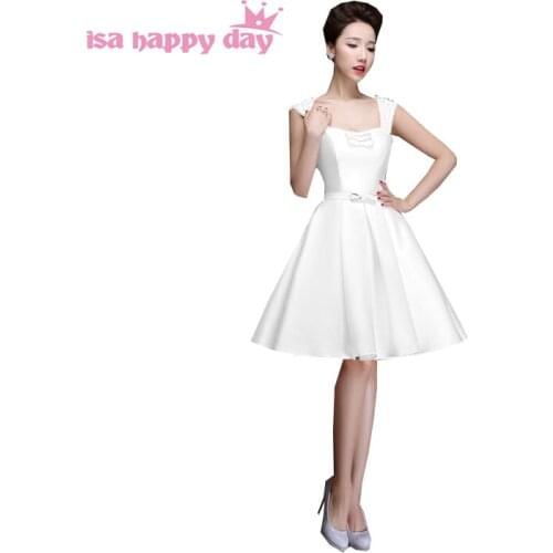 Beautiful bridemaids party dresses bridsmaid satin knee length formal elegant sweetheart bandage classy dress for teens H2902