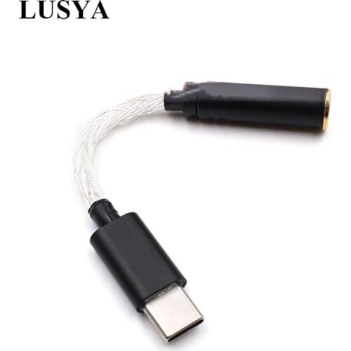 Lusya Sterling Silver USB Type-C Audio Charging Adapter to 3.5mm 4.4mm 2.5mm Stereo Headphone Jack ALC4042 DAC 38bit 384K T0746