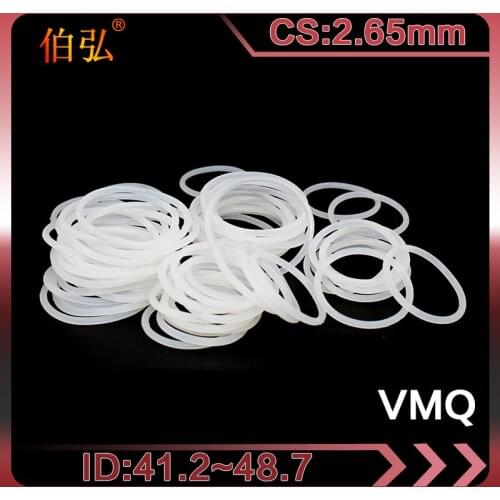 White Silicon Ring 5PCS/lot Silicone/VMQ O-Ring CS2.65mm ID41.2/42.5/43.7/45/46.2/47.5/48.7mm Rubber O ring Seal Gaskets Washer