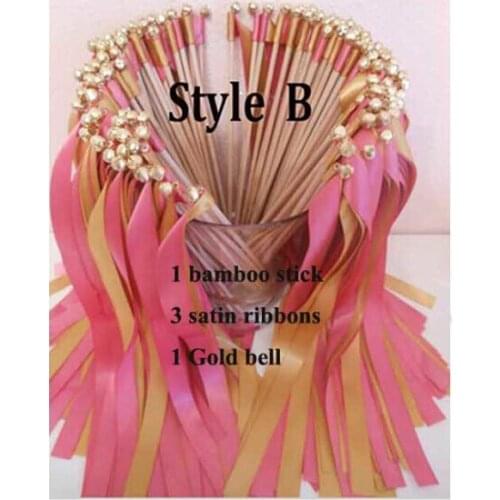 FREE SHIPPING--(50Pieces/Lot)3 Ribbons hot sale Wedding Wands Mult-colour Ribbon Birthday Party ,christamas ribbon stick