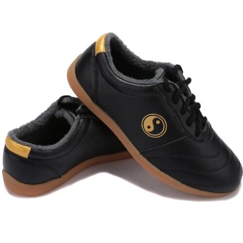 Cowhide Leather winter Tai Chi Shoes warm Martial Art Performance Breathable Shoes Taiji Boxing Practice Shoes Free Flexible