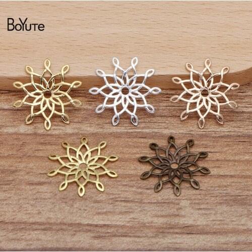 BoYuTe (50 Pieces/Lot) 23MM Metal Brass Stamping Filigree Flower Findings Diy Hand Made Jewelry Accessories Wholesale