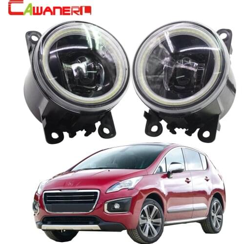 Cawanerl For Peugeot 3008 MPV 2009 2010 2011 2012 2013 Car 4000LM LED Bulb Fog Light Angel Eye DRL Daytime Running Light 12V