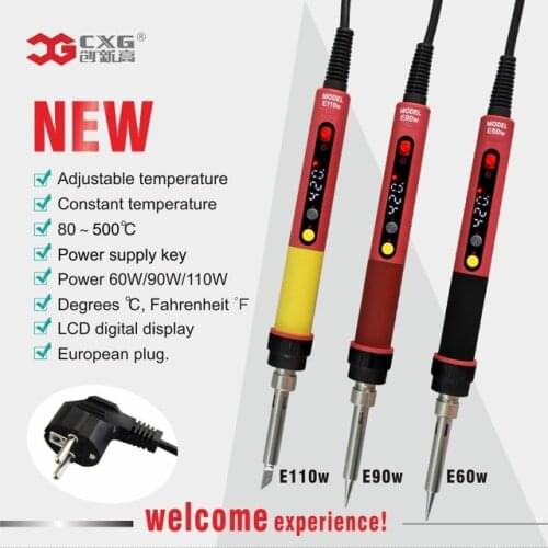 CXG E60WT E90WT E110WT Electric Soldering Iron EU Digital LCD Adjustable NC thermostat Electric Soldering Iron 5pcs Iron Tsui