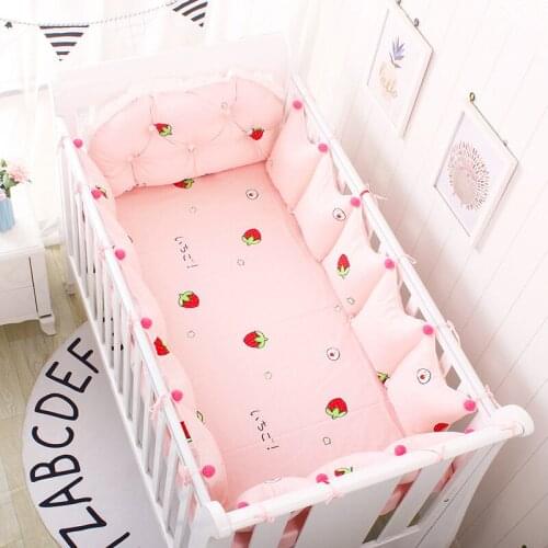 5pcs Cotton Crib Baby Bedding Nordic Style Childrens Bumper Around Cot Removable And washable Baby Bed Protector Room Decor