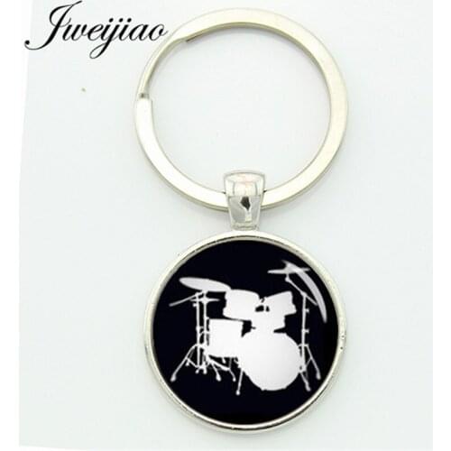 JWEIJIAO Drum Kit Silhouette Chaindj Mixer Simple Set Keychain Drummer Musician Instrument Combination Keyholder Custom