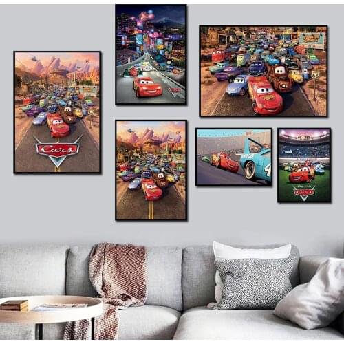 Disney Animation Posters Canvas Painting Cars McQueen Prints Abstract Graffiti Art Wall Pictures for Kid Living Room Home Decor