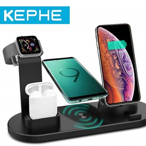 KEPHE 4 in 1 Qi Wireless Charger For iPhone 11 X XS XR 8 10W USB Type C Fast Charging Dock Stand for Apple Watch 5 4 3 2 Airpods