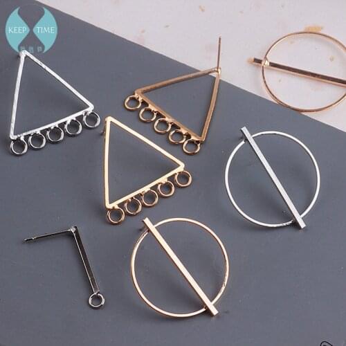 Copper DIY Korean temperament earring material, fashion simple triangle, circle long strip, earring fittings