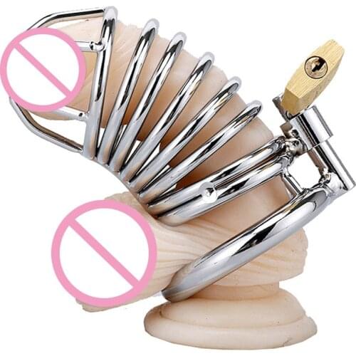 Metal Chastity Device Penis Lock Bondage Cock Rings Stainless Steel Male Chastity Cage Cbt BDSM Adult Sex Toys For Men CB6000