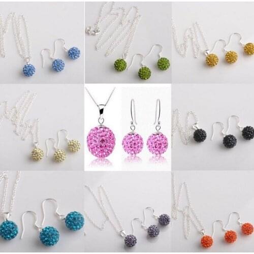 Cdg34r 10mm black white purple red blue Crystal crystal Set Pendant necklace studs drop Earring Jewelry women gift